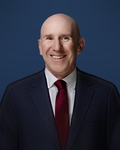 Dr Anthony Walker, Look 3, suit and red tie, OHP navy