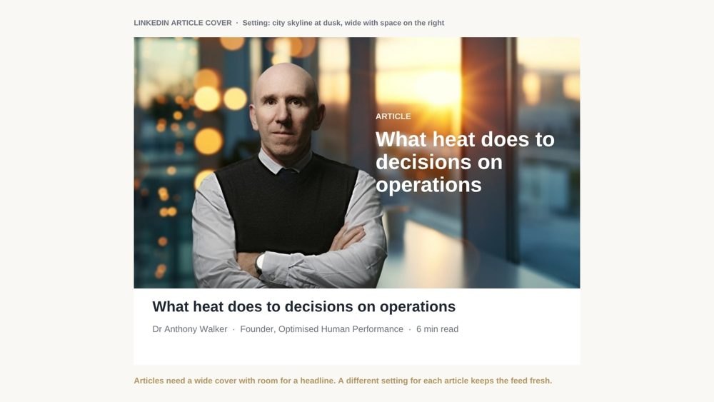Mockup of a LinkedIn article cover using the city skyline setting