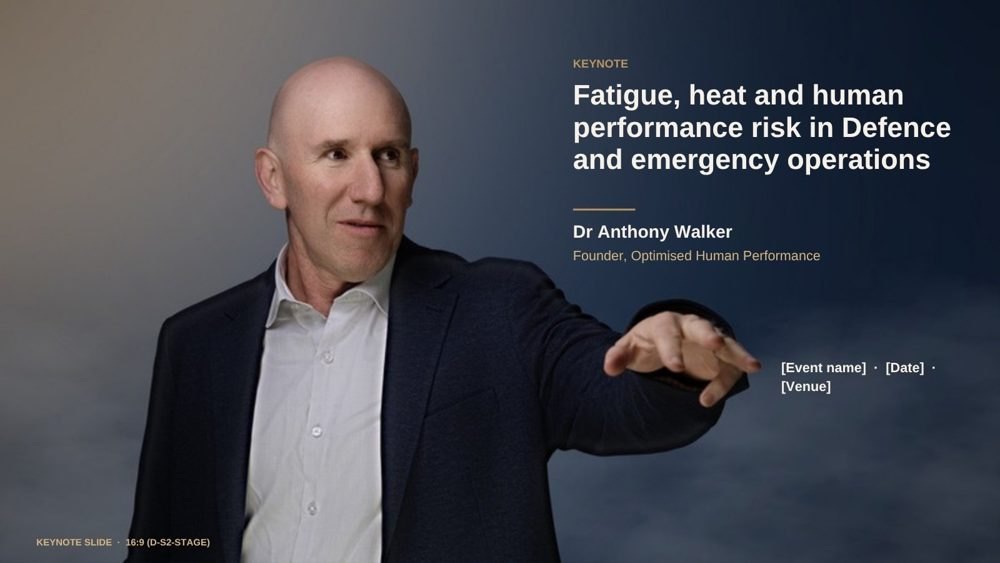 Mockup of a keynote title slide using a speaking photograph