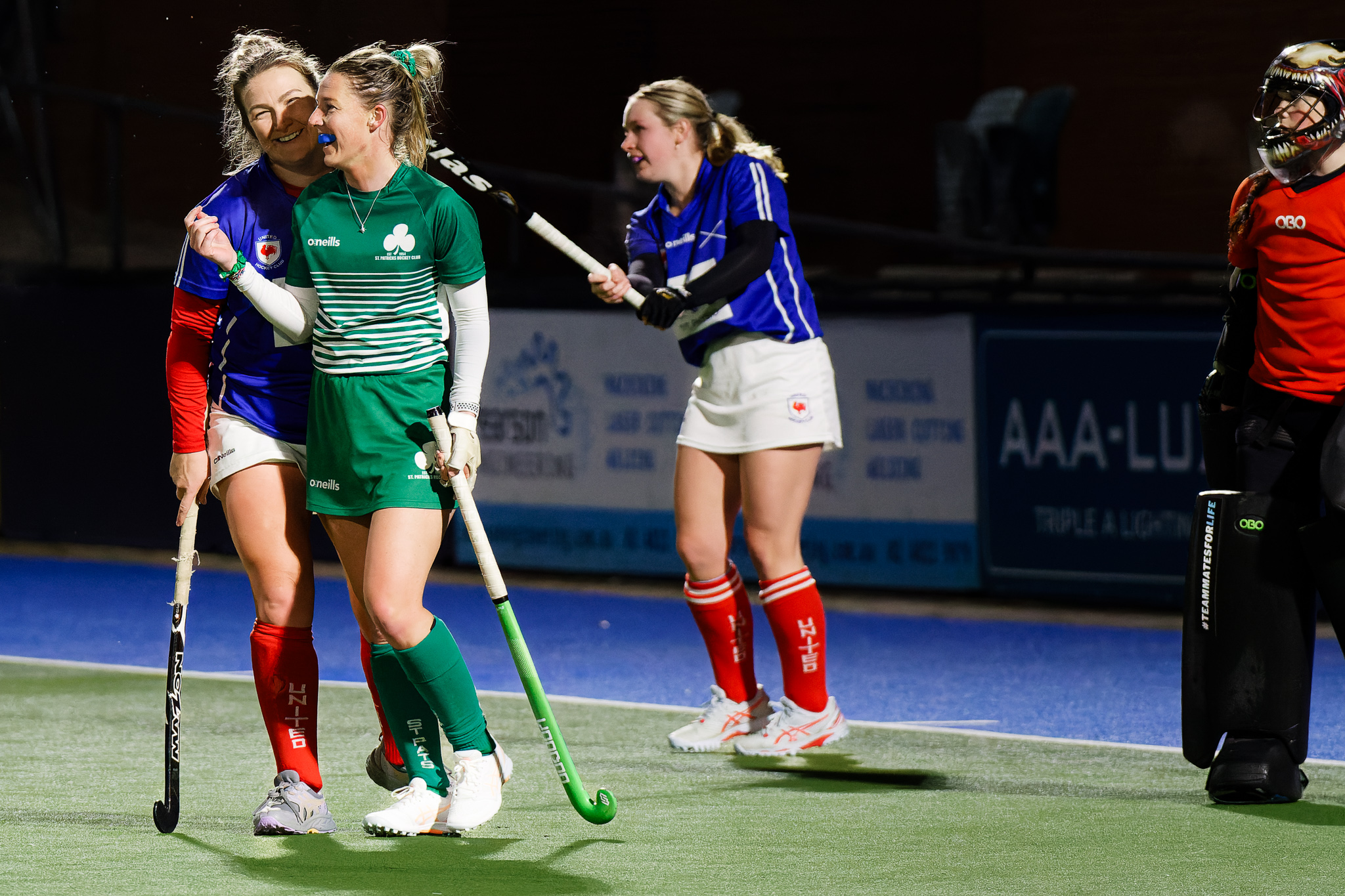 Hockey ACT Living for Hockey Mental Health Round — St Patrick's players celebrating, teammate connection on-field