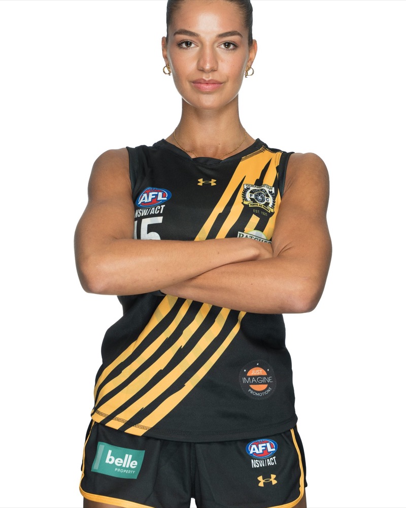 AFL Canberra media day portrait, Belconnen Magpies player on white