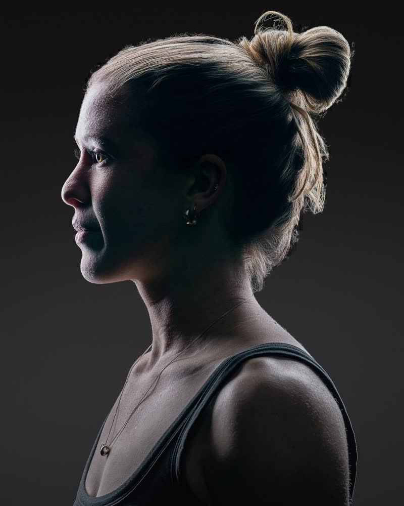 Hockey ACT pathway athlete profile identity portrait, high-contrast rim light