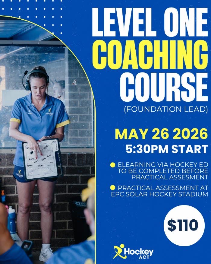Hockey ACT Instagram post promoting its Level One Coaching Course, with a photo by Lyle Holt