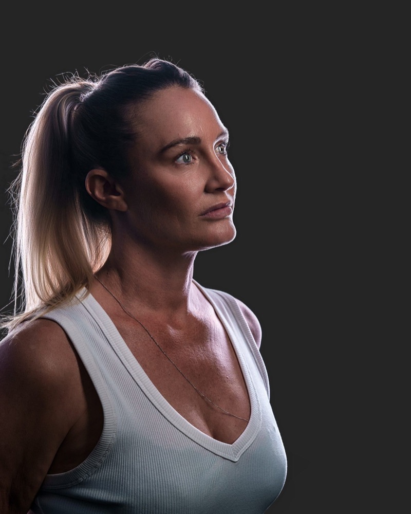 Hockey ACT pathway athlete, backlit identity portrait on black