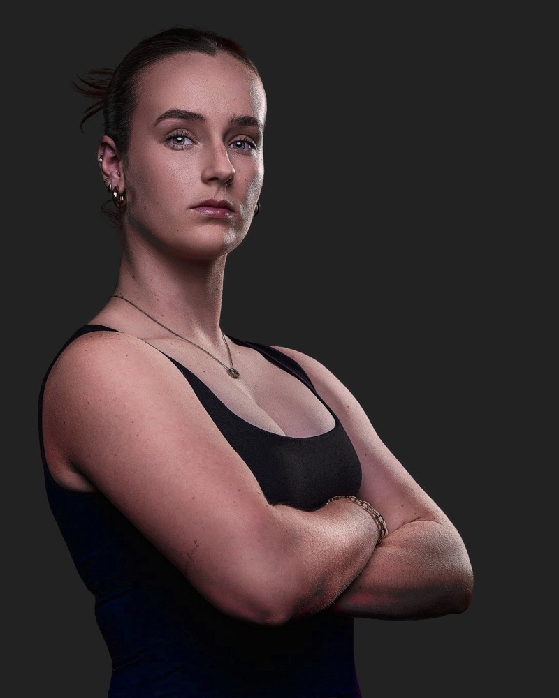 Hockey ACT goalkeeper, identity portrait at a three-quarter angle on black