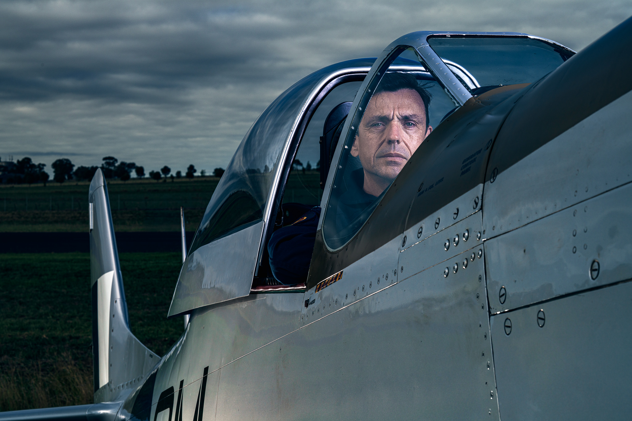 FLTLT Tulk cockpit portrait, direct gaze